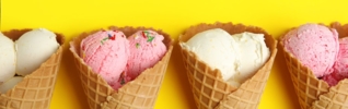 ice cream wafer cones against a yellow background